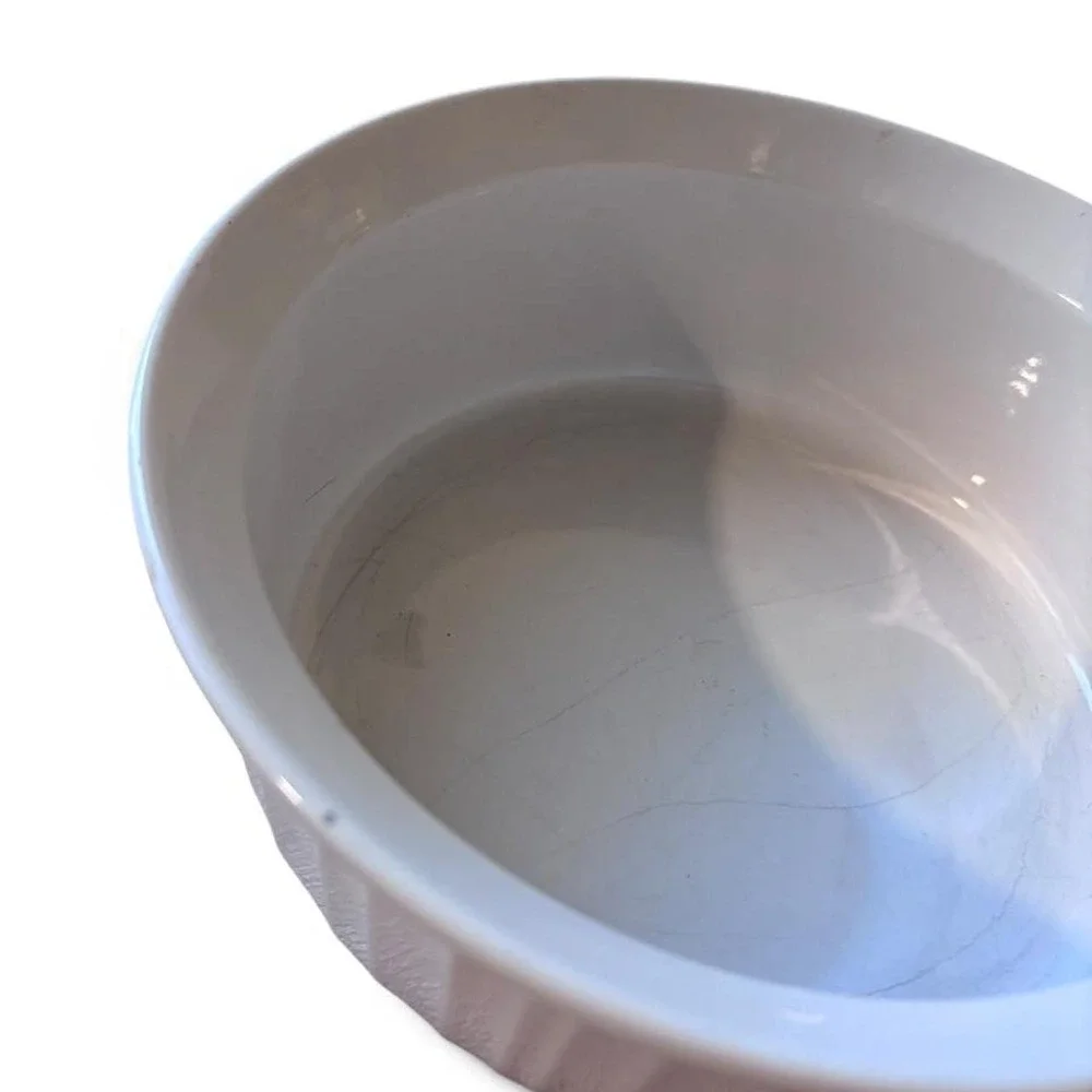 CorningWare French White 1.5 Qt Round Stoneware Casserole Souffle Dish 7.5
